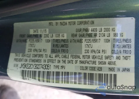 2016 Mazda Cx-5 Touring z USA, uszkodzony, nr VIN JM3KE2CY3G0743051